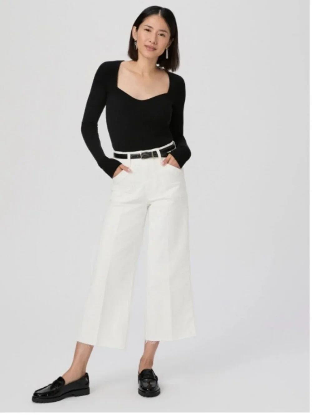 Like New! PAIGE Anessa Petite Wide Leg Jean Tonal Ecru Size 25